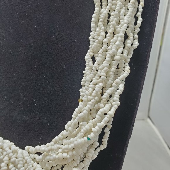 Signature white seed bead multi strand necklace 16 strand - Picture 3 of 4
